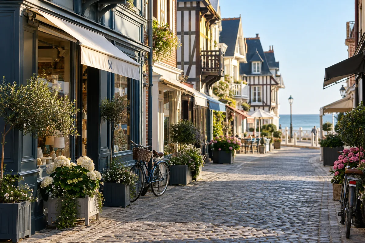 Rue commerçante d’une station balnéaire normande